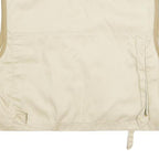 Mens Beige & Cream Cotton Blend Zip Jacket L Multi Pocket Outdoor Utility Vest