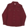 WRANGLER Mens Maroon Shirt L Cotton Blend Casual Workwear Button Up Relaxed Fit