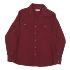WRANGLER Mens Maroon Shirt L Cotton Blend Casual Workwear Button Up Relaxed Fit