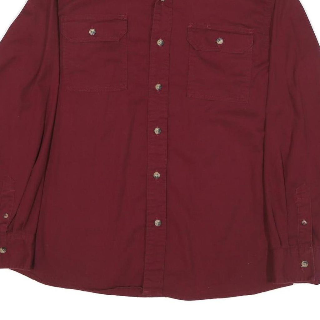 WRANGLER Mens Maroon Shirt L Cotton Blend Casual Workwear Button Up Relaxed Fit