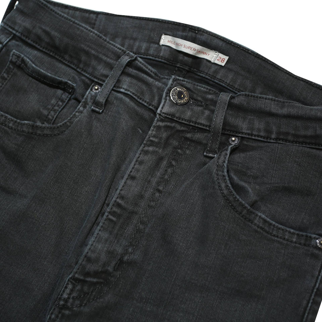 LEVI'S Womens Black Slim Skinny Denim Cotton Blend Dark Wash W25 L30 Zip