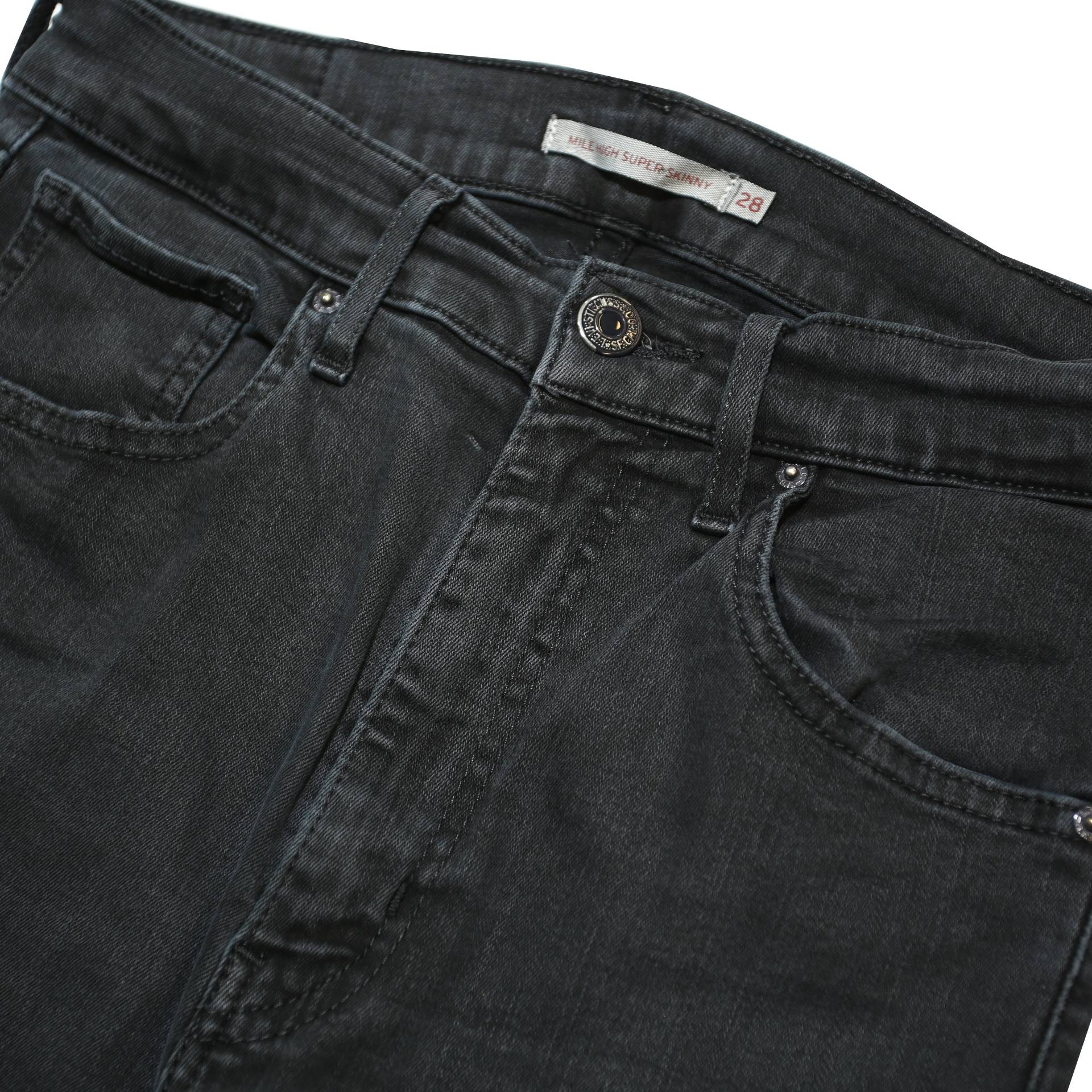 LEVI'S Womens Black Slim Skinny Denim Cotton Blend Dark Wash W25 L30 Zip