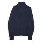 TOMMY HILFIGER Mens Navy Blue Plain Cotton Blend Pullover Jumper S Half Zip