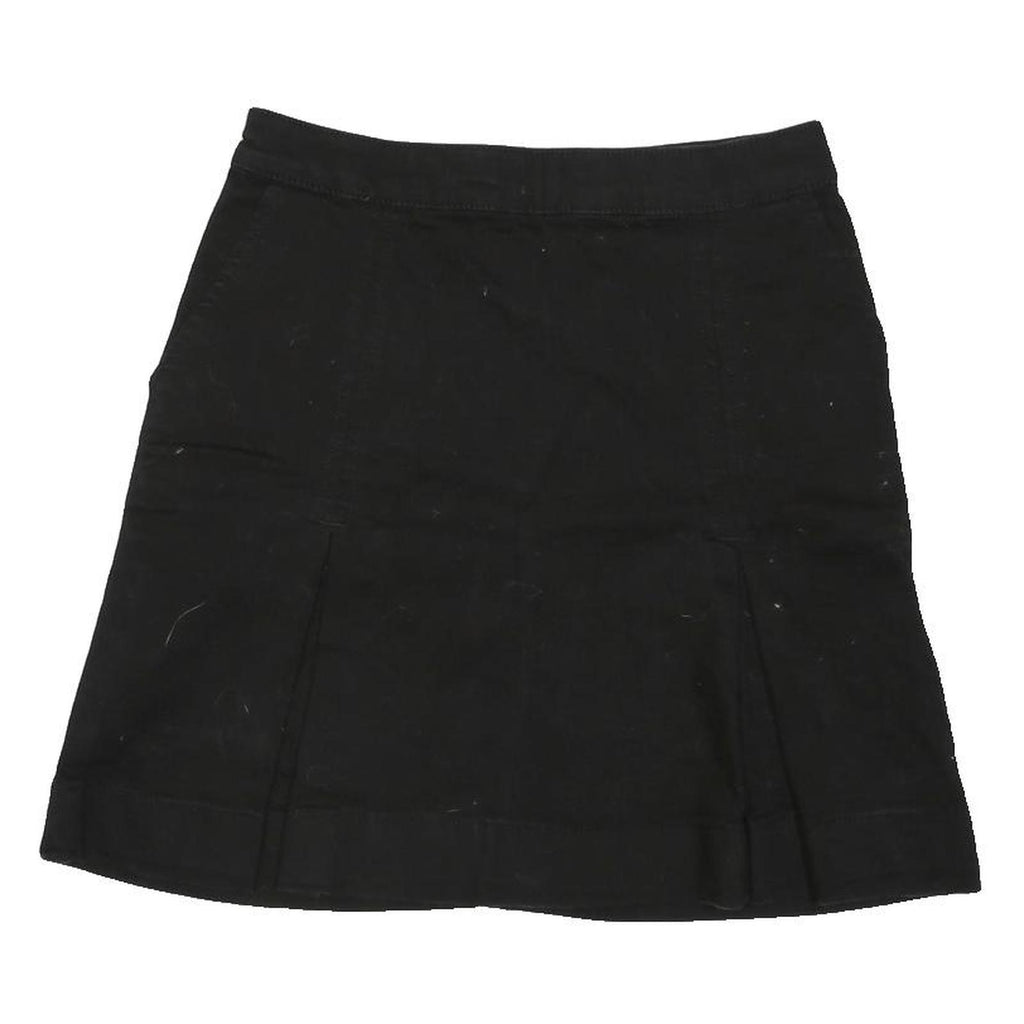 OASIS Womens Black Cotton Blend Mini Skirt S Zip Closure Pockets Casual