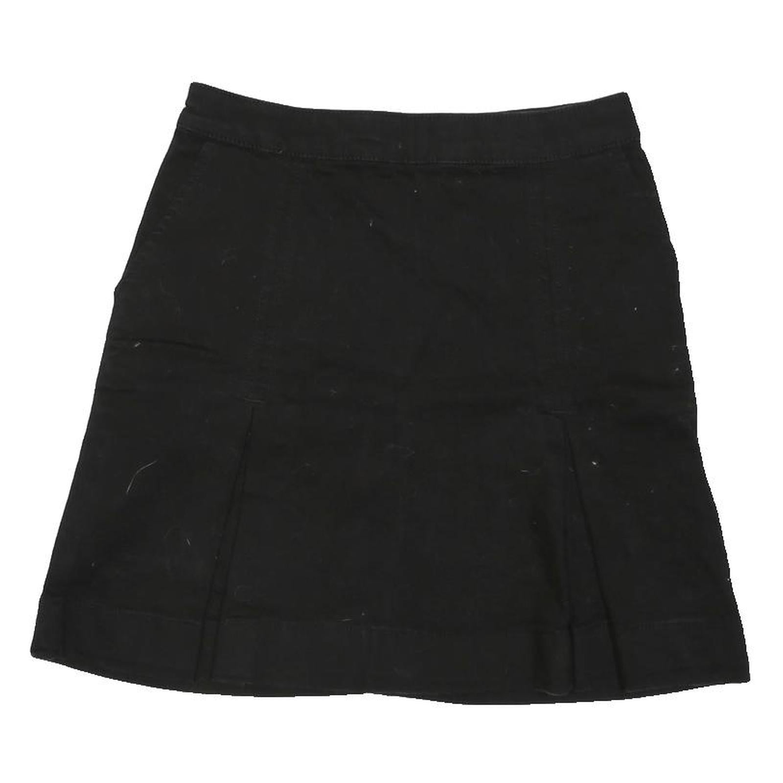 OASIS Womens Black Cotton Blend Mini Skirt S Zip Closure Pockets Casual
