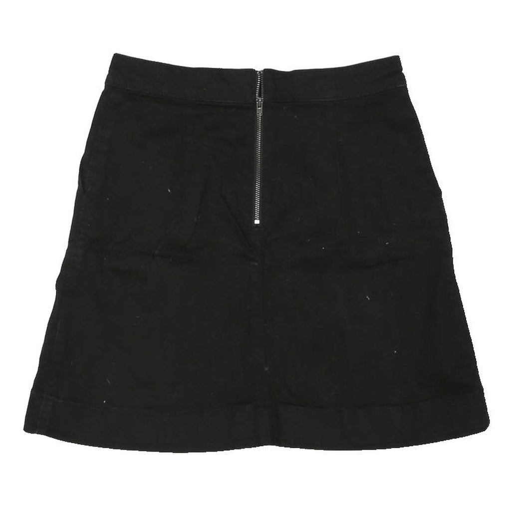 OASIS Womens Black Cotton Blend Mini Skirt S Zip Closure Pockets Casual