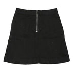 OASIS Womens Black Cotton Blend Mini Skirt S Zip Closure Pockets Casual