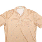 CALIFORNIA STYLING Mens Beige Polo Shirt XL Short Sleeve Floral Print Casual