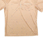 CALIFORNIA STYLING Mens Beige Polo Shirt XL Short Sleeve Floral Print Casual