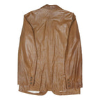 TIMBERLAND Mens Brown Leather Jacket 2XL Button Closure Classic Fit Plain