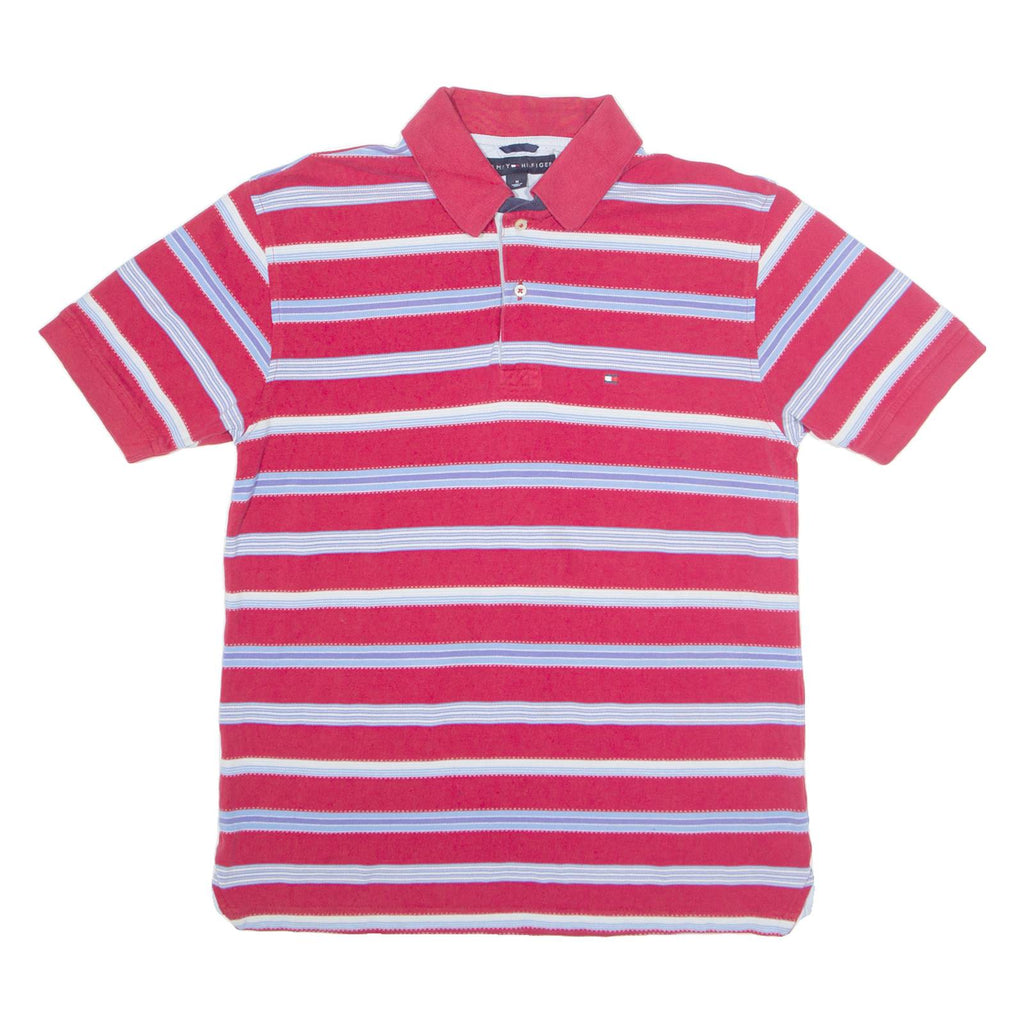 TOMMY HILFIGER Mens Polo Shirt Red Striped M