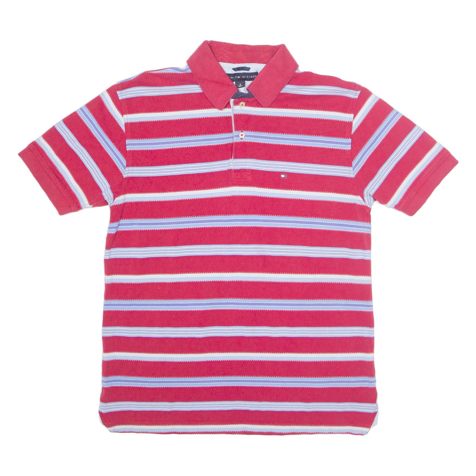 TOMMY HILFIGER Mens Polo Shirt Red Striped M