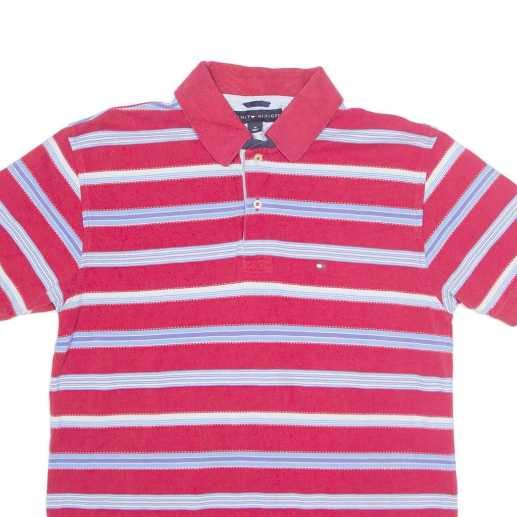 TOMMY HILFIGER Mens Polo Shirt Red Striped M