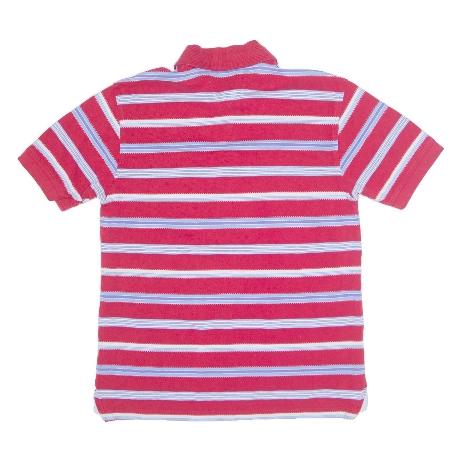 TOMMY HILFIGER Mens Polo Shirt Red Striped M