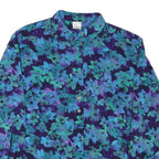DELMOD Womens Blue & Green Floral Shirt Long Sleeve Collared XL Casual