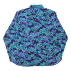 DELMOD Womens Blue & Green Floral Shirt Long Sleeve Collared XL Casual