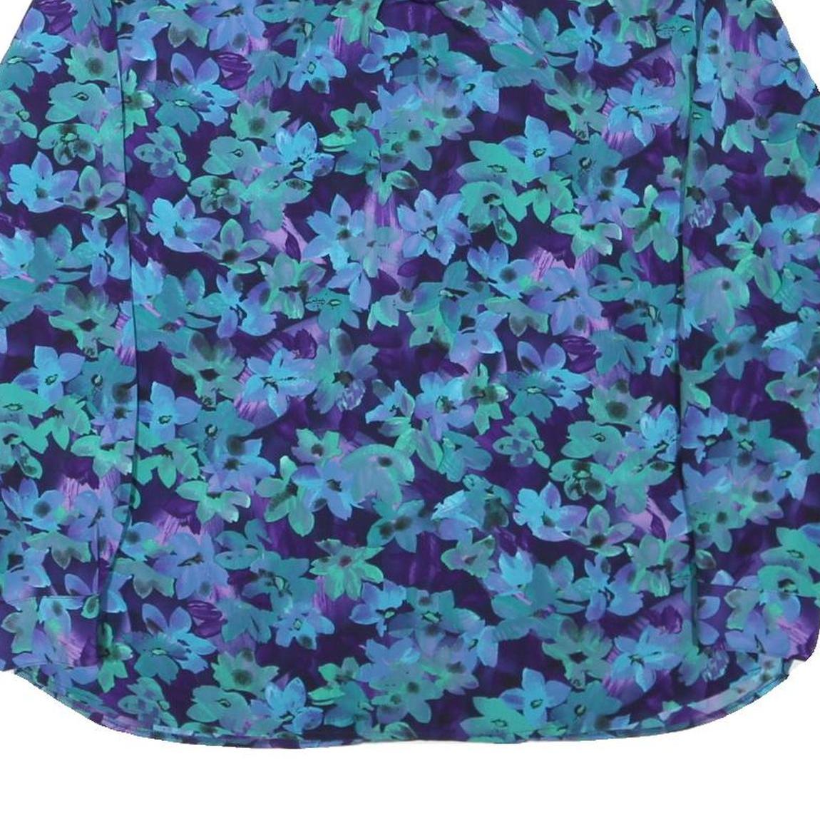 DELMOD Womens Blue & Green Floral Shirt Long Sleeve Collared XL Casual