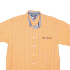 TOMMY HILFIGER Mens Orange & Blue Stripe Casual Shirt M Embroidered Logo