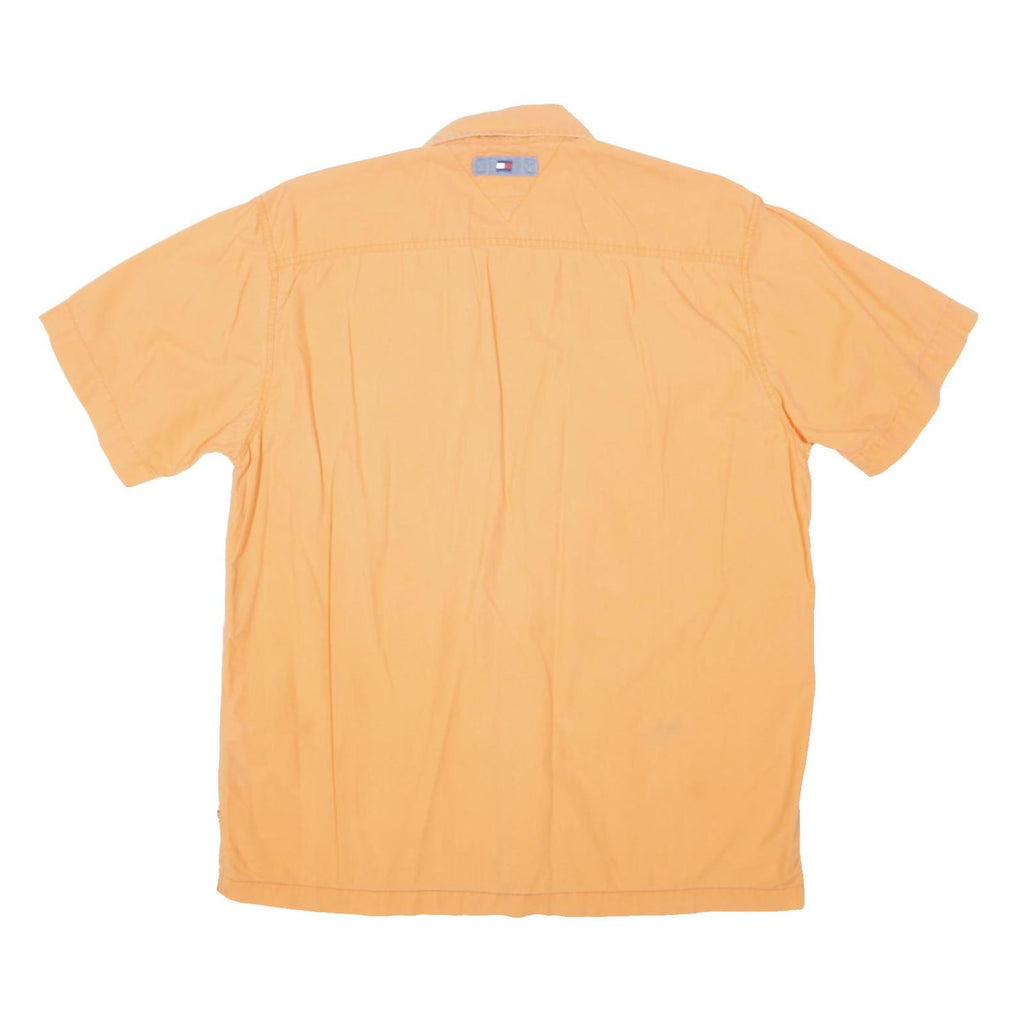 TOMMY HILFIGER Mens Orange & Blue Stripe Casual Shirt M Embroidered Logo