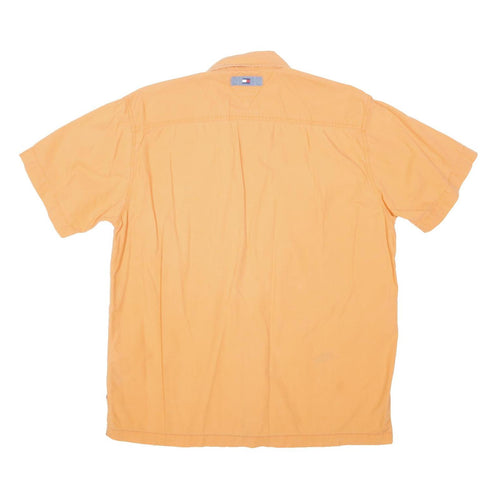 TOMMY HILFIGER Mens Orange & Blue Stripe Casual Shirt M Embroidered Logo