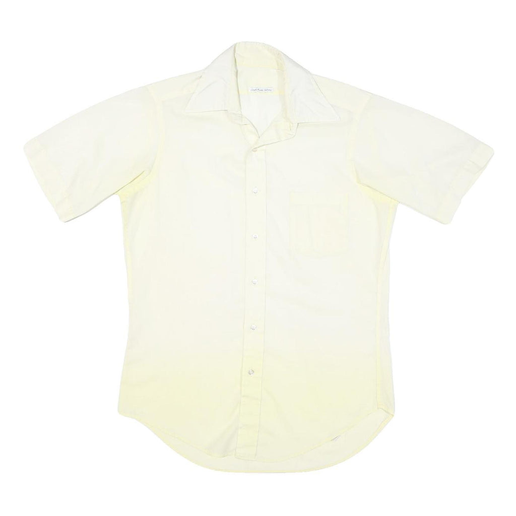 Mens Cream Shirt Regular Fit Short Sleeve Button Cotton Blend M Pocket Casual