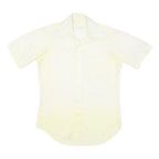 Mens Cream Shirt Regular Fit Short Sleeve Button Cotton Blend M Pocket Casual