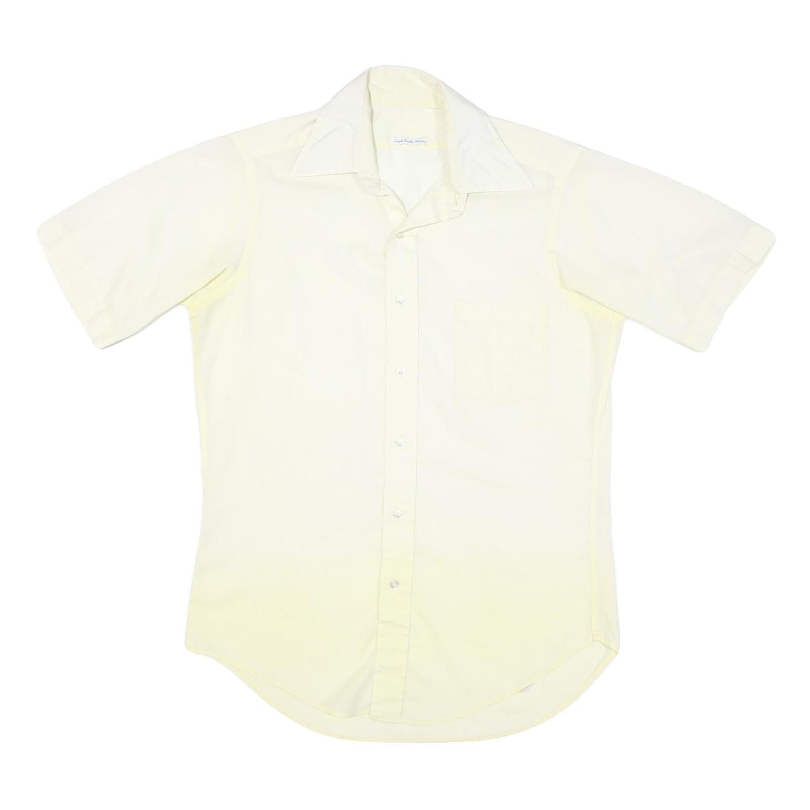 Mens Cream Shirt Regular Fit Short Sleeve Button Cotton Blend M Pocket Casual