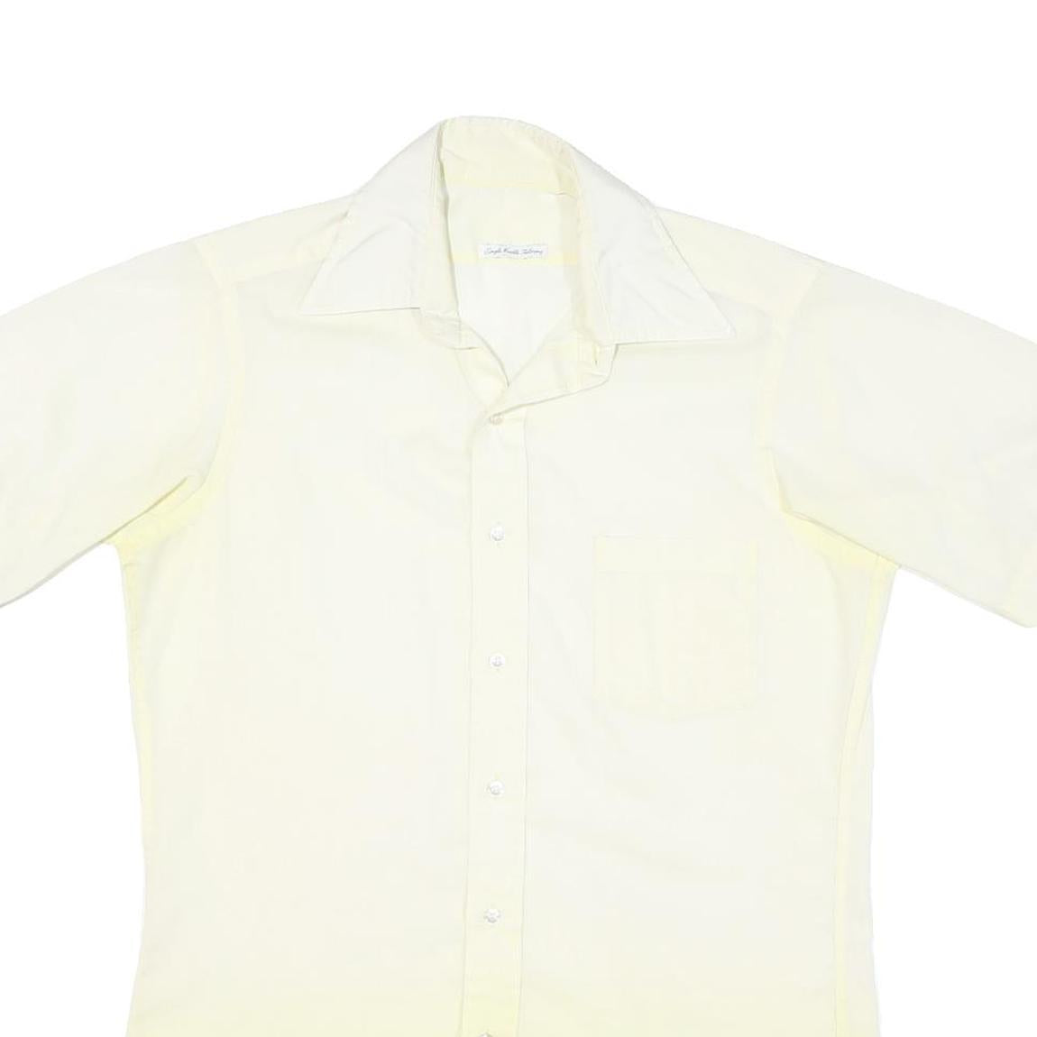 Mens Cream Shirt Regular Fit Short Sleeve Button Cotton Blend M Pocket Casual