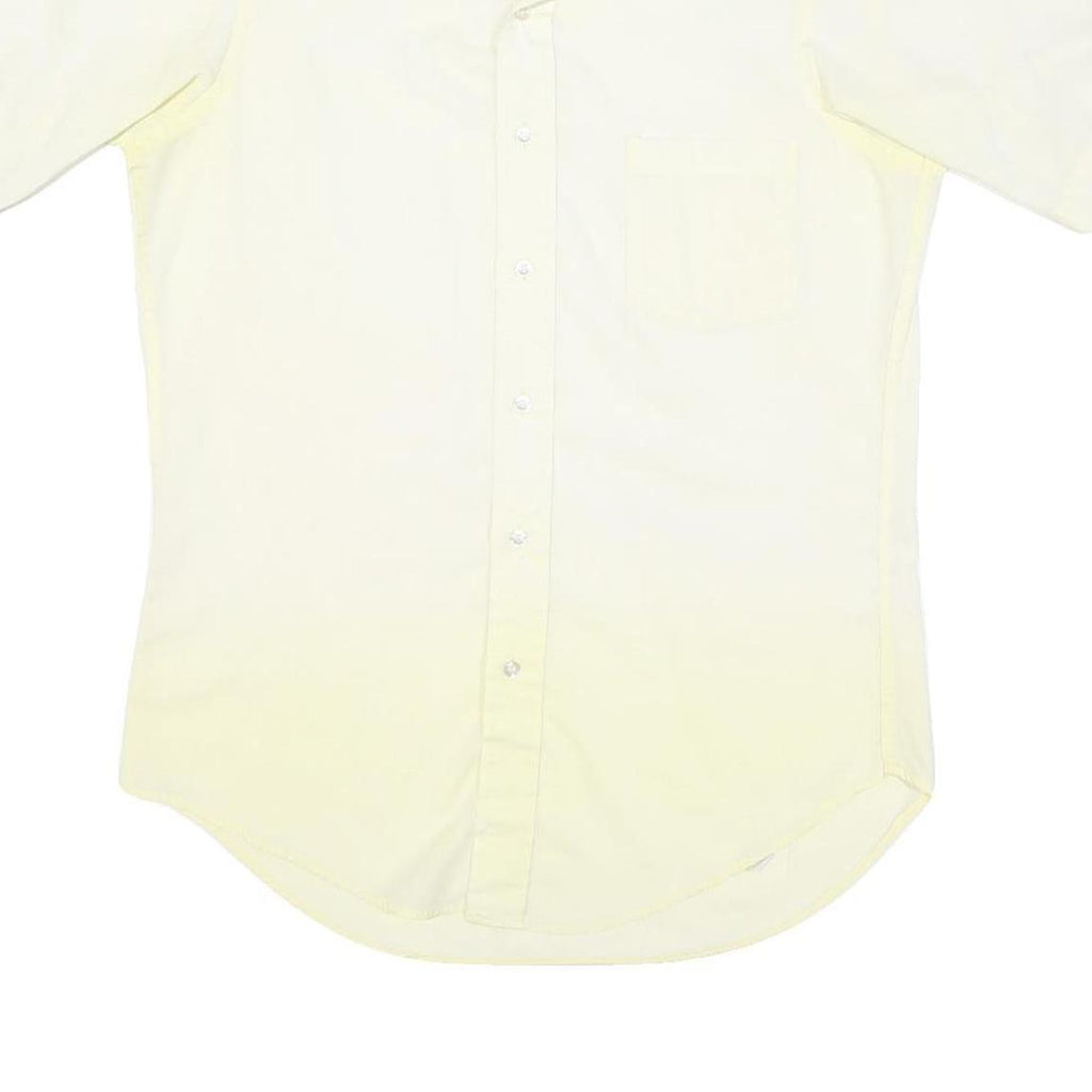 Mens Cream Shirt Regular Fit Short Sleeve Button Cotton Blend M Pocket Casual