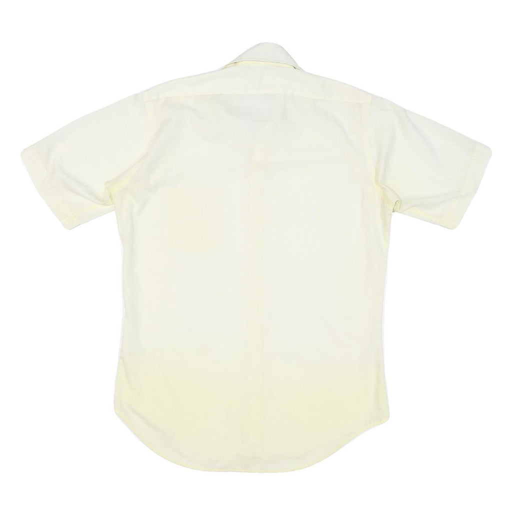 Mens Cream Shirt Regular Fit Short Sleeve Button Cotton Blend M Pocket Casual