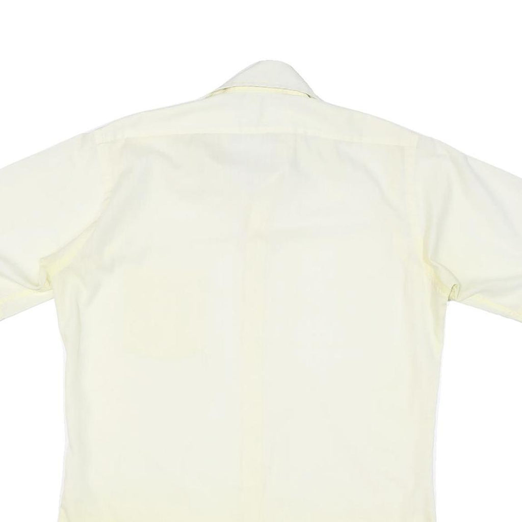 Mens Cream Shirt Regular Fit Short Sleeve Button Cotton Blend M Pocket Casual