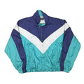 CHARTER CLUB Womens Blue & Green Zip Jacket M Polyester Blend Colourblock Retro