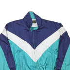 CHARTER CLUB Womens Blue & Green Zip Jacket M Polyester Blend Colourblock Retro