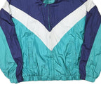CHARTER CLUB Womens Blue & Green Zip Jacket M Polyester Blend Colourblock Retro
