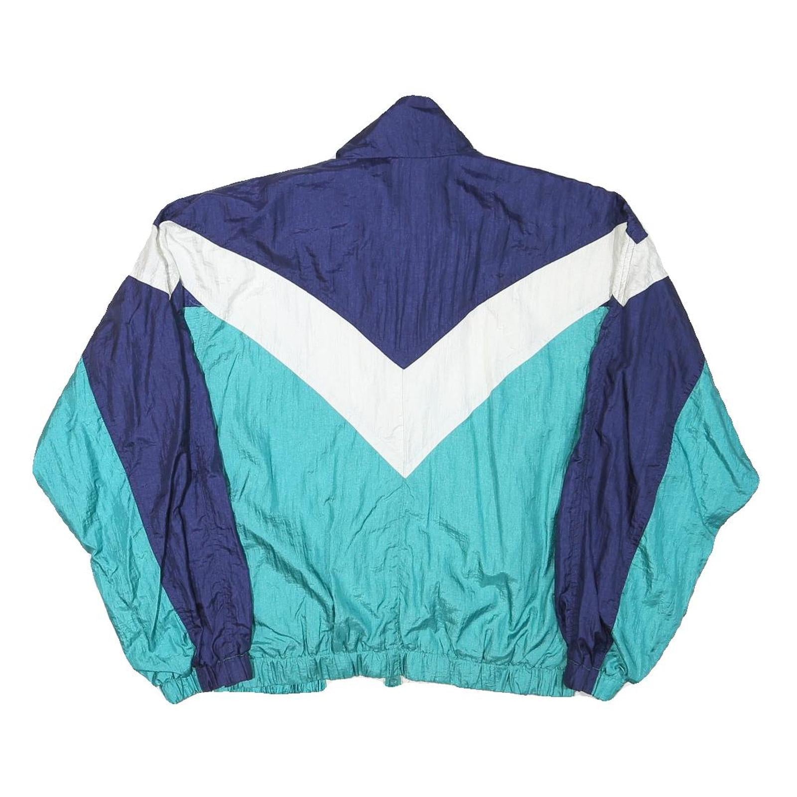 CHARTER CLUB Womens Blue & Green Zip Jacket M Polyester Blend Colourblock Retro
