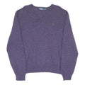 POLO RALPH LAUREN Mens Purple Jumper Plain V-Neck Basic Knit 2XL Wool Sweater