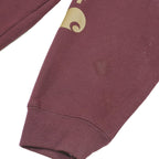 CARHARTT Mens Maroon Pullover Hoodie 2XL Cotton Blend Logo Sleeve