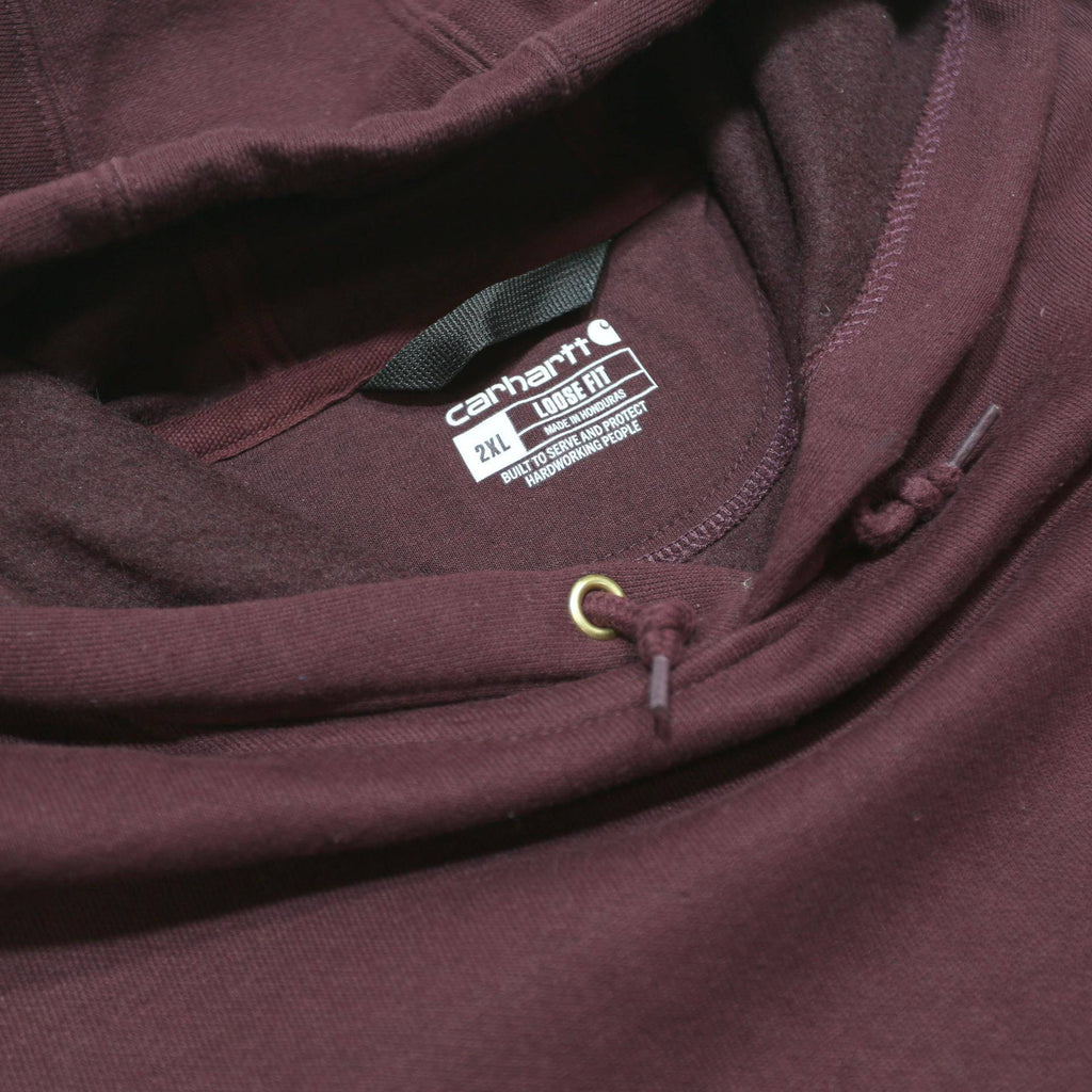 CARHARTT Mens Maroon Pullover Hoodie 2XL Cotton Blend Logo Sleeve