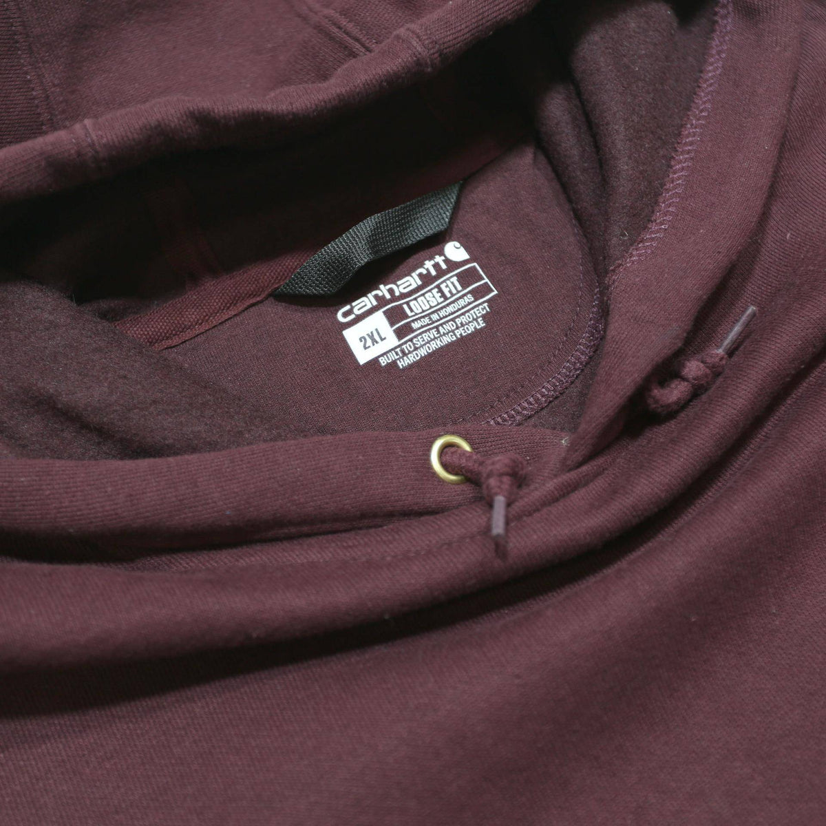 CARHARTT Mens Maroon Pullover Hoodie 2XL Cotton Blend Logo Sleeve