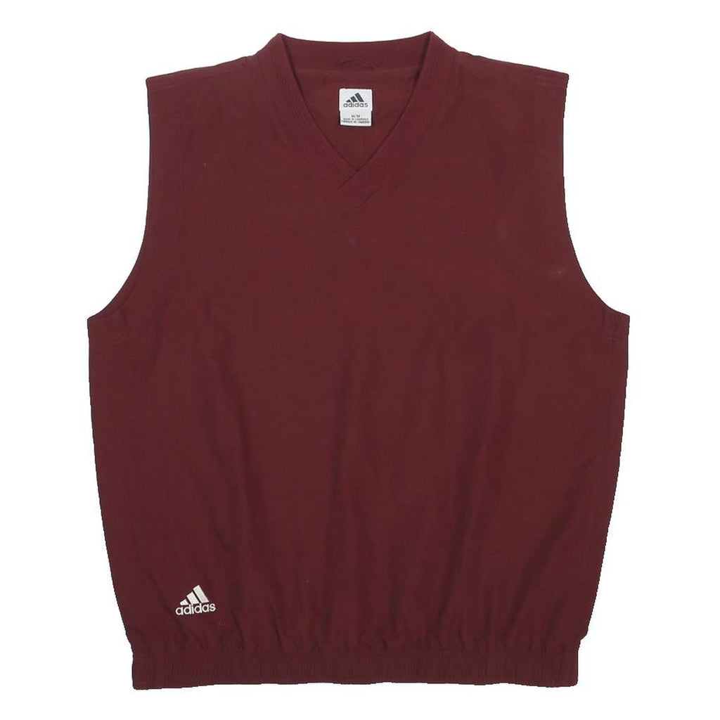 ADIDAS Mens Maroon V-Neck Sleeveless Sweatshirt M Sports Casual Gym Vest