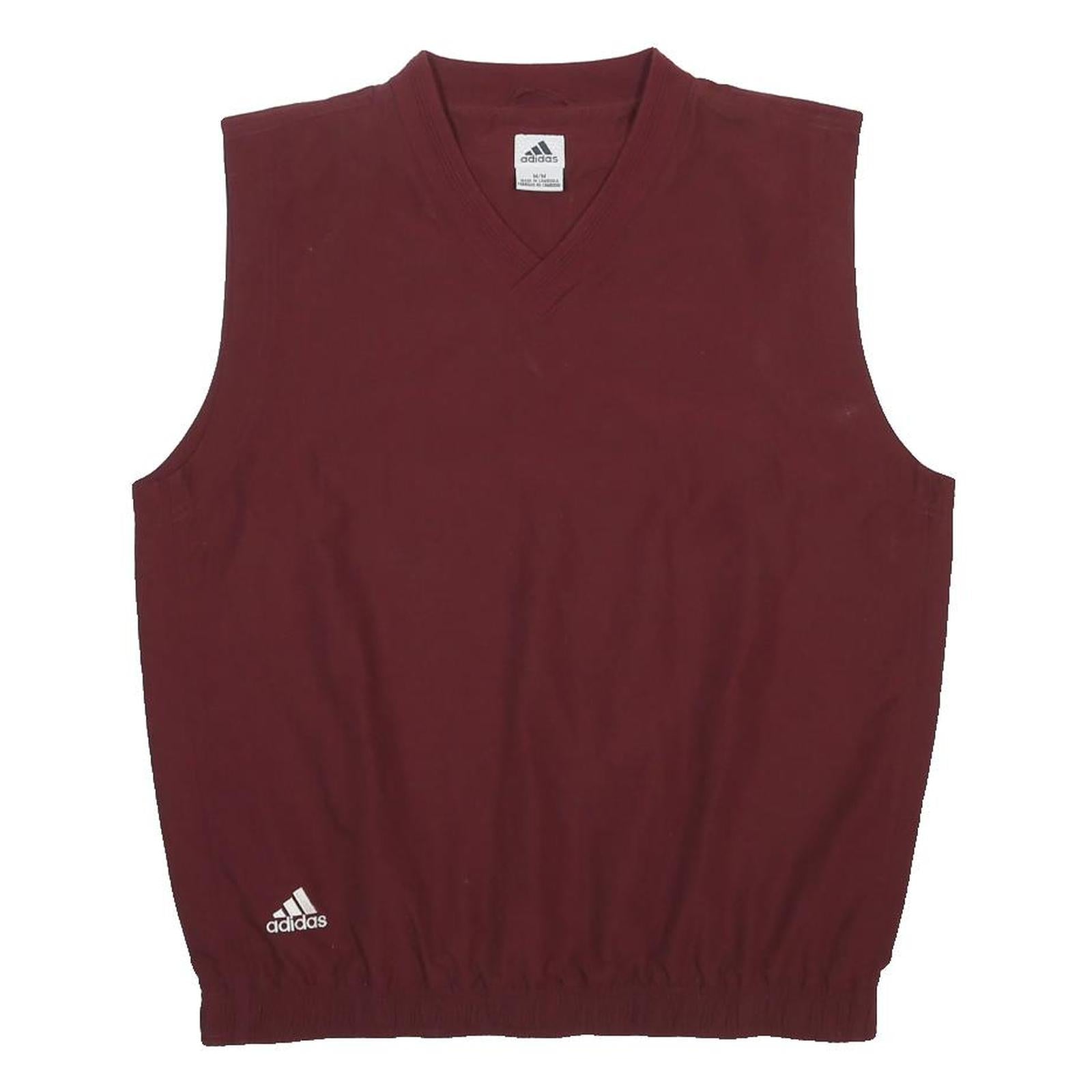 ADIDAS Mens Maroon V-Neck Sleeveless Sweatshirt M Sports Casual Gym Vest