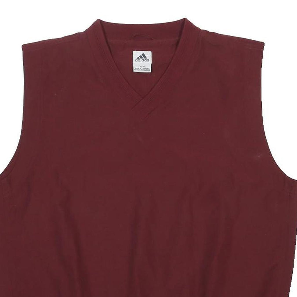ADIDAS Mens Maroon V-Neck Sleeveless Sweatshirt M Sports Casual Gym Vest