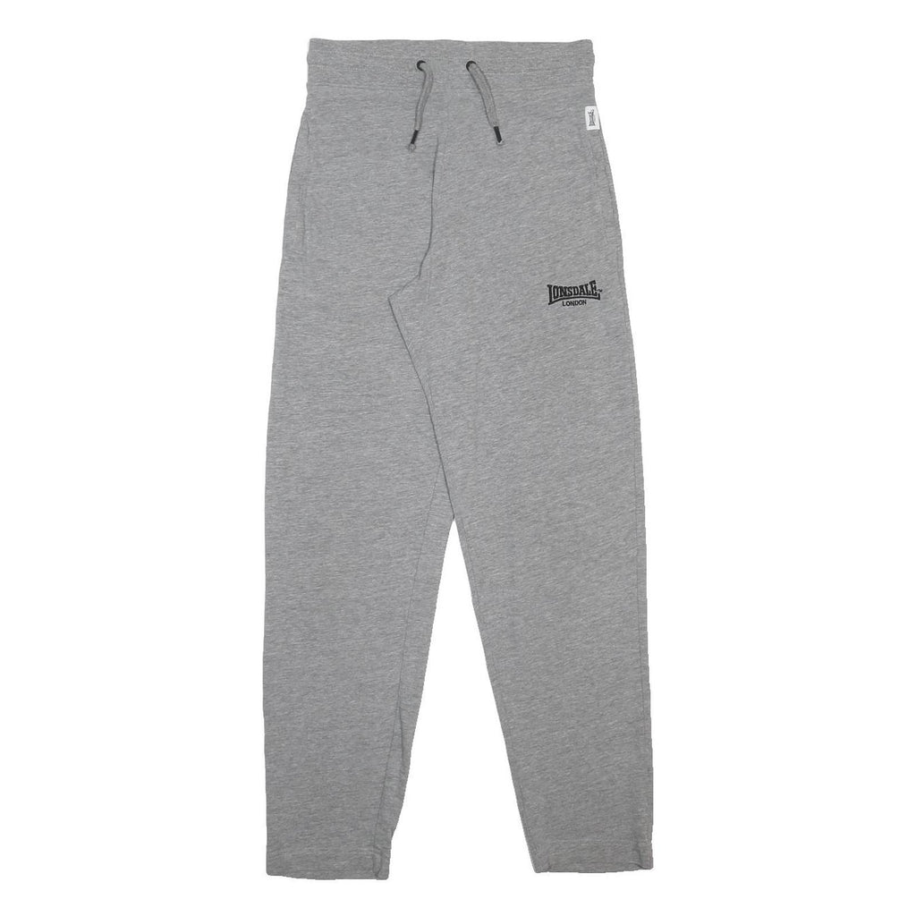 LONSDALE Mens Joggers Grey S W28 L30 Cotton Blend Regular Tapered Drawstring