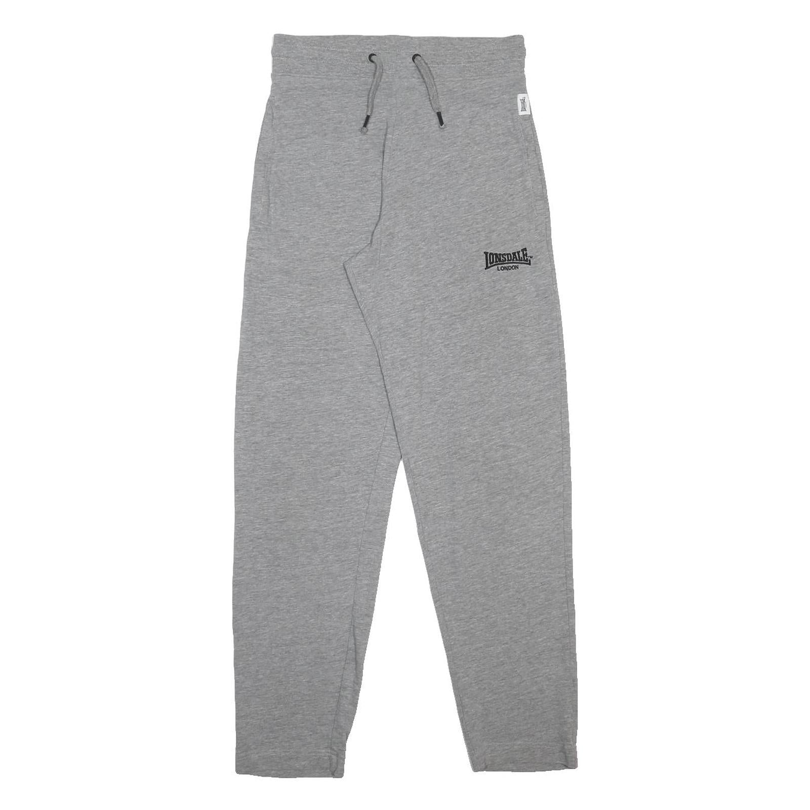 LONSDALE Mens Joggers Grey S W28 L30 Cotton Blend Regular Tapered Drawstring