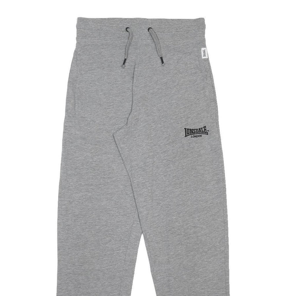 LONSDALE Mens Joggers Grey S W28 L30 Cotton Blend Regular Tapered Drawstring