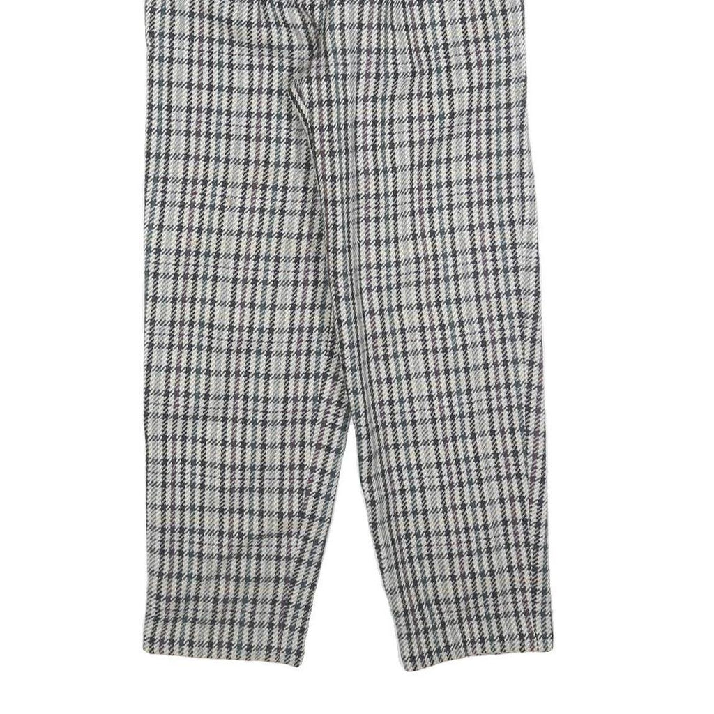 AMILLE Womens Wool Check Regular Leg Trousers W25 L26 Classic Pattern Zip