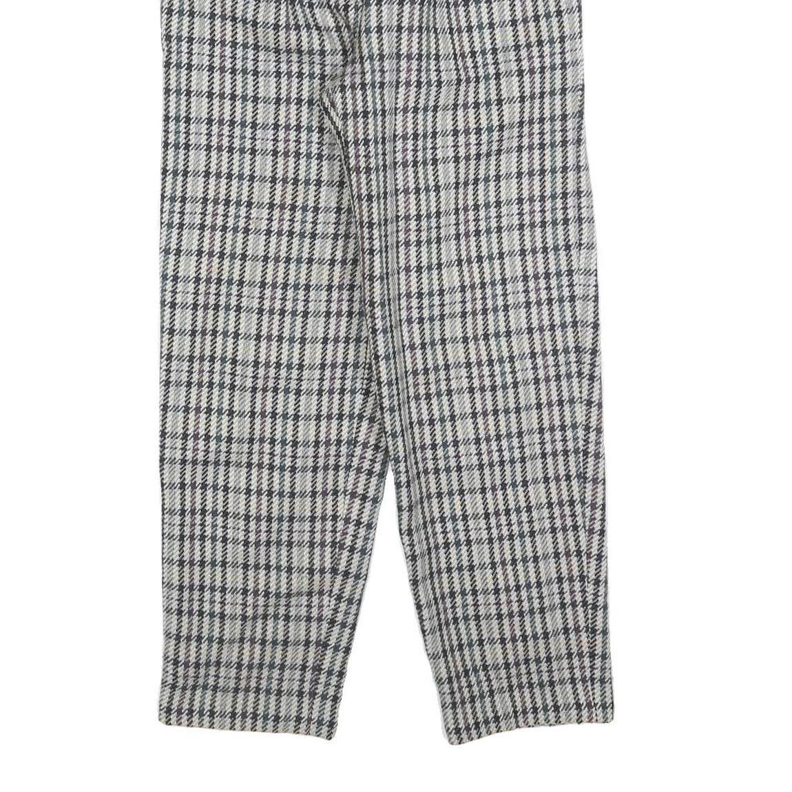 AMILLE Womens Wool Check Regular Leg Trousers W25 L26 Classic Pattern Zip