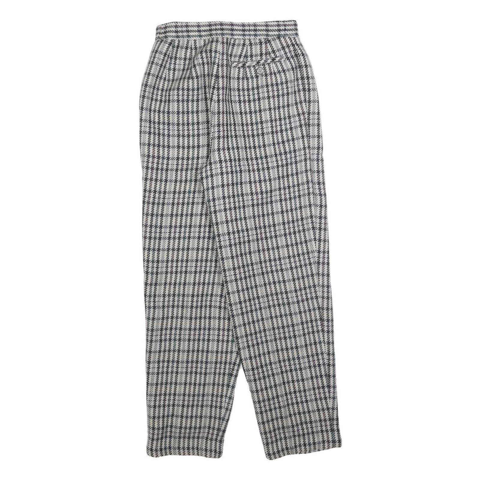 AMILLE Womens Wool Check Regular Leg Trousers W25 L26 Classic Pattern Zip