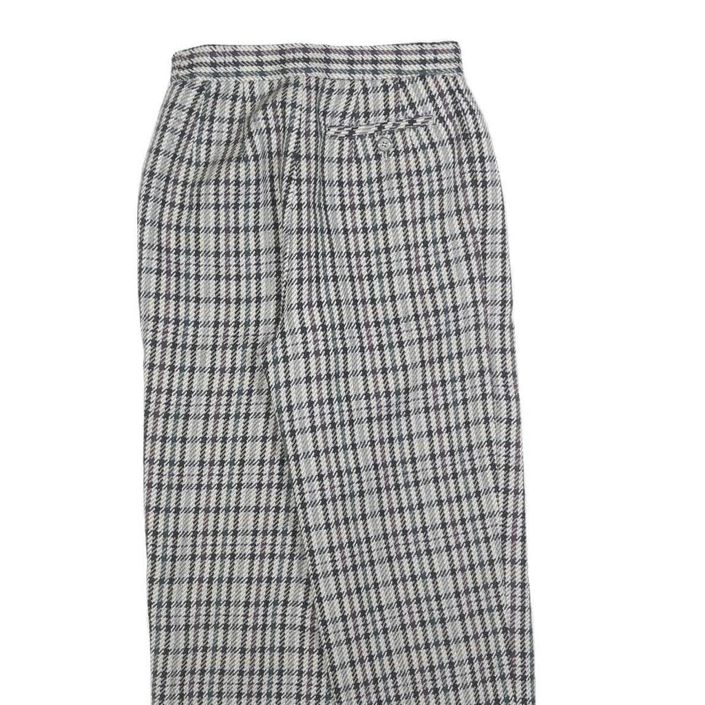 AMILLE Womens Wool Check Regular Leg Trousers W25 L26 Classic Pattern Zip