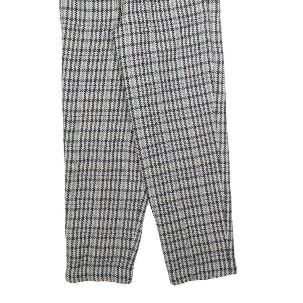 AMILLE Womens Wool Check Regular Leg Trousers W25 L26 Classic Pattern Zip